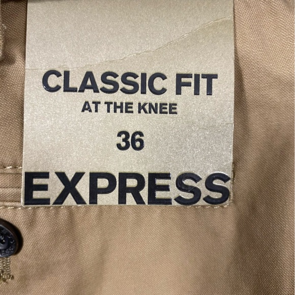 Express Mens Classic Fit At The Knee Shorts Size 36 Tan Belted Chino - Picture 11 of 11
